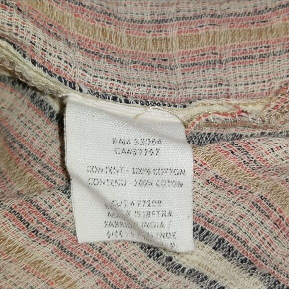 Billabong 100% Cotton Striped Distressed Frayed Loose Fit Classic Button Shirt - Picture 8 of 10